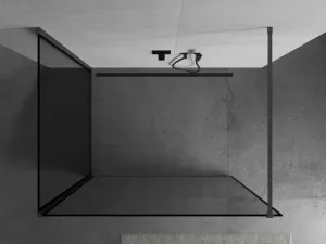 MEXEN/S - Kyoto Sprchová zástena WALK-IN 90 x 70, čierny vzor, grafit kartáčovaná 800-090-212-66-70-070