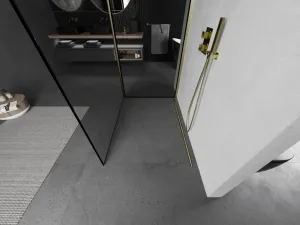 MEXEN/S - Kioto Sprchová zástena WALK-IN 100 x 80, čierny vzor, zlatá kartáčovaná 800-100-212-55-70-080