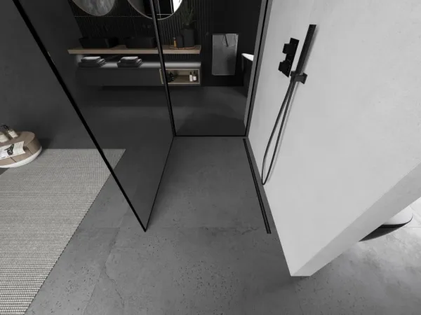 MEXEN/S - Kyoto Sprchová zástena WALK-IN 100 x 80, čierny vzor, grafit metal 800-100-212-95-70-080