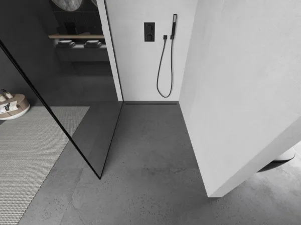 MEXEN/S - Kyoto Sprchová zástena WALK-IN 100 x 200, čierny vzor 8 mm, grafit metal 800-100-101-95-70