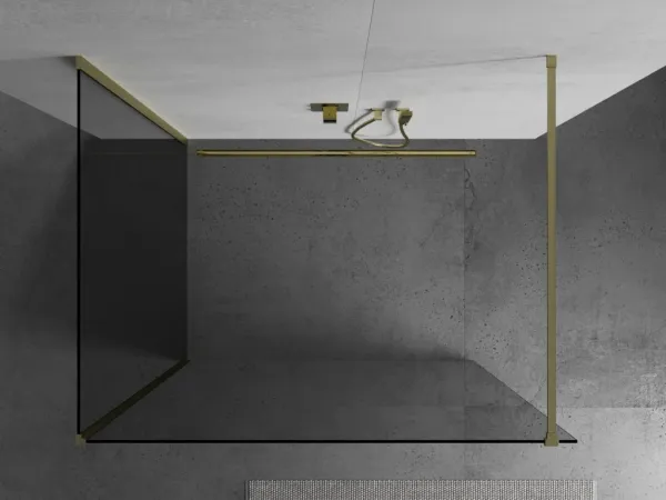MEXEN/S - Kioto Sprchová zástena WALK-IN 90 x 85, transparent, zlatá kartáčovaná 800-090-212-55-00-085
