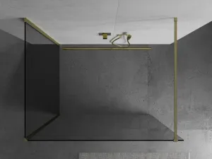 MEXEN/S - Kioto Sprchová zástena WALK-IN 90 x 85, transparent, zlatá kartáčovaná 800-090-212-55-00-085