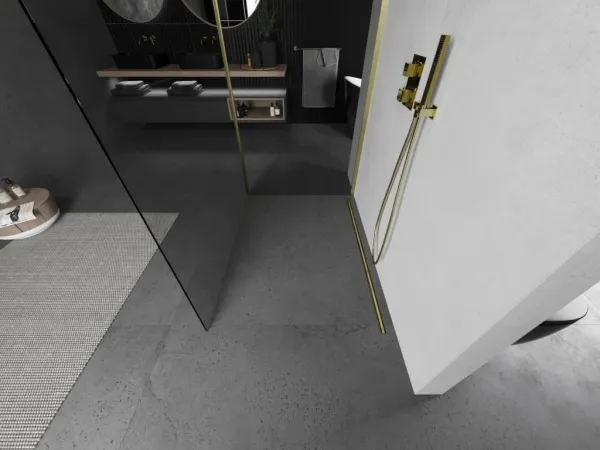 MEXEN/S - Kyoto Sprchová zástena WALK-IN 120 x 85, transparent, zlatá kartáčovaná 800-120-212-55-00-085