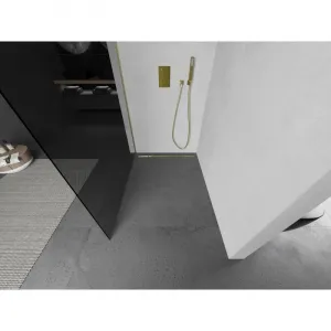 MEXEN/S - Kioto L Sprchová zástena WALK-IN 80 x 200, grafit, zlatá kartáčovaná 800-080-103-55-40