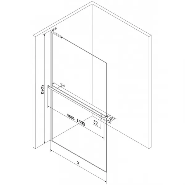 MEXEN/S - Kioto+ L Sprchová zástena WALK-IN s poličkou a držiakom uterákov 85 x 200, transparent, grafit metal 800-085-123-95-00