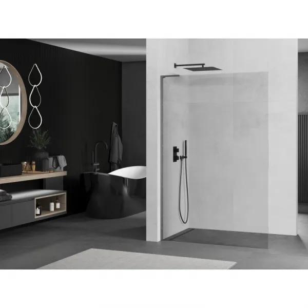 MEXEN/S - Kioto L Sprchová zástena WALK-IN 85 x 200, transparent, grafit kartáčovaná 800-085-103-66-00