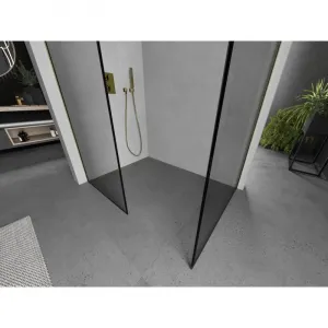 MEXEN/S - Kioto Sprchová zástena Walk-in 120 x 80, čierny vzor, zlatá kartáčovaná 800-120-202-55-70-080