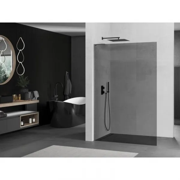 MEXEN/S - Kioto L Sprchová zástena WALK-IN 100 x 200, grafit, grafit kartáčovaná 800-100-103-66-40