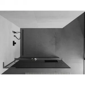 MEXEN/S - Kioto+ L Sprchová zástena WALK-IN s poličkou a držiakom uterákov 100 x 200, grafit, grafit kartáčovaná 800-100-123-66-40