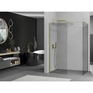 MEXEN/S - Kyoto Sprchová zástena WALK-IN 85 x 80, transparent, zlatá kartáčovaná 800-085-202-55-00-080