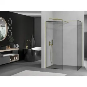 MEXEN/S - Kioto Sprchová zástena Walk-in 120 x 80, čierny vzor, zlatá kartáčovaná 800-120-202-55-70-080