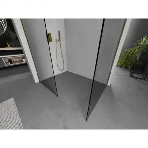 MEXEN/S - Kioto Sprchová zástena WALK-IN 95 x 70, transparent, zlatá kartáčovaná 800-095-202-55-00-070