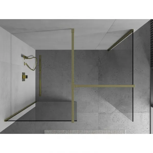 MEXEN/S - Kyoto Sprchová zástena WALK-IN 85 x 80, transparent, zlatá kartáčovaná 800-085-202-55-00-080