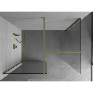 MEXEN/S - Kyoto Sprchová zástena WALK-IN 85 x 80, transparent, zlatá kartáčovaná 800-085-202-55-00-080