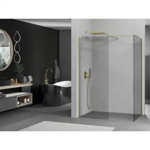 MEXEN/S - Kyoto Sprchová zástena WALK-IN 105 x 100, transparent, zlatá kartáčovaná 800-105-202-55-00-100