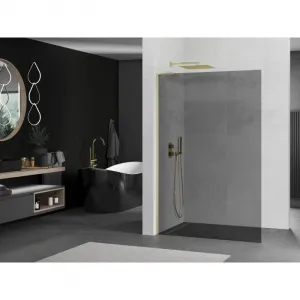 MEXEN/S - Kioto L Sprchová zástena WALK-IN 80 x 200, grafit, zlatá kartáčovaná 800-080-103-55-40