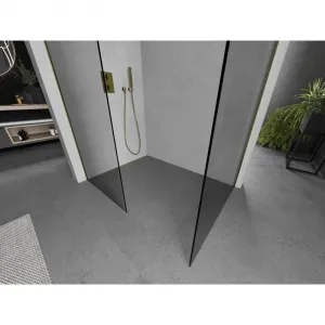 MEXEN/S - Kyoto Sprchová zástena WALK-IN 85 x 80, transparent, zlatá kartáčovaná 800-085-202-55-00-080