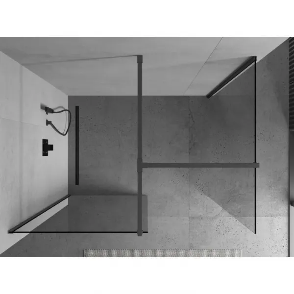 MEXEN/S - Kyoto Sprchová zástena WALK-IN 100 x 85, transparent, grafit metal 800-100-202-95-00-085