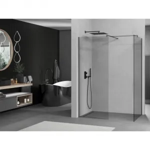 MEXEN/S - Kyoto Sprchová zástena WALK-IN 80 x 70, transparent, grafit metal 800-080-202-95-00-070