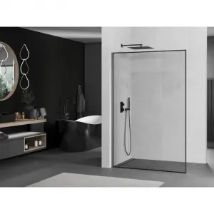 MEXEN/S - Kioto L Sprchová zástena WALK-IN 70 x 200, čierny vzor, grafit kartáčovaná 800-070-103-66-70