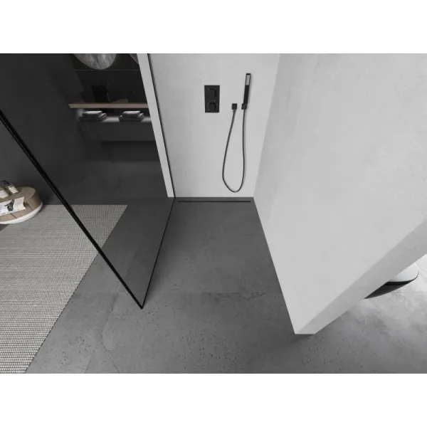MEXEN/S - Kioto L Sprchová zástena WALK-IN 70 x 200, čierny vzor, grafit kartáčovaná 800-070-103-66-70