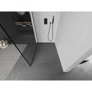 MEXEN/S - Kioto L Sprchová zástena WALK-IN 70 x 200, čierny vzor, grafit kartáčovaná 800-070-103-66-70