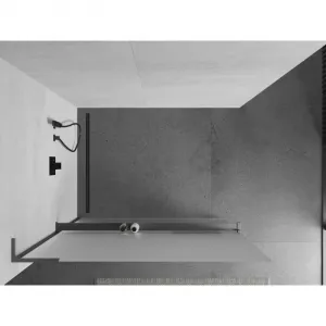 MEXEN/S - Kioto+ L Sprchová zástena WALK-IN s poličkou a držiakom uterákov 120 x 200, dekor, grafit metal 800-120-123-95-30