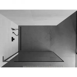 MEXEN/S - Kioto L Sprchová zástena WALK-IN 100 x 200, čierny vzor, grafit kartáčovaná 800-100-103-66-70