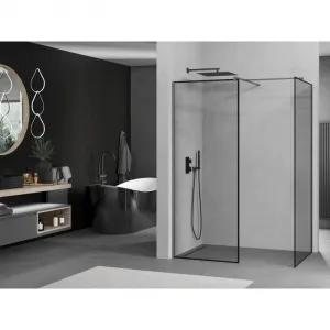 MEXEN/S - Kyoto Sprchová zástena WALK-IN 100 x 70, čierny vzor, grafit kartáčovaná 800-100-202-66-70-070