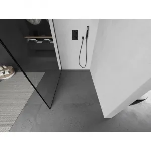 MEXEN/S - Kyoto L Sprchová zástena WALK-IN 80 x 200, čierny vzor, grafit metal 800-080-103-95-70
