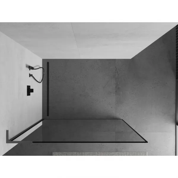MEXEN/S - Kioto L Sprchová zástena WALK-IN 100 x 200, čierny vzor, grafit metal 800-100-103-95-70