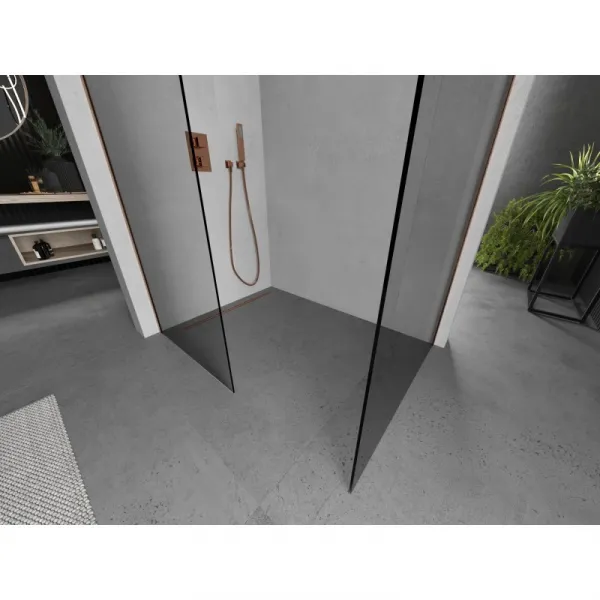 MEXEN/S - Kioto Sprchová zástena WALK-IN 85 x 80, transparent, meď kartáčovaný 800-085-202-65-00-080