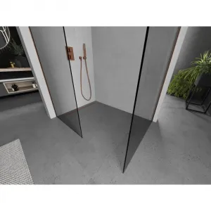 MEXEN/S - Kioto Sprchová zástena WALK-IN 85 x 80, transparent, meď kartáčovaný 800-085-202-65-00-080