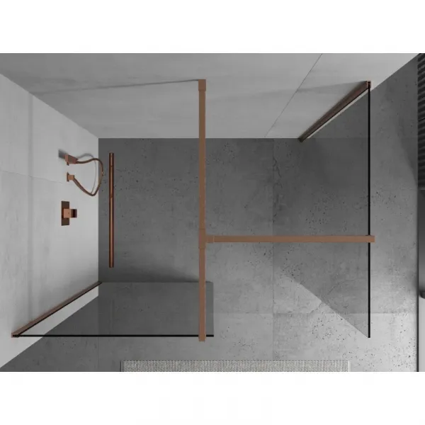 MEXEN/S - Kioto Sprchová zástena WALK-IN 85 x 80, transparent, meď kartáčovaný 800-085-202-65-00-080