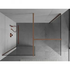 MEXEN/S - Kioto Sprchová zástena WALK-IN 85 x 80, transparent, meď kartáčovaný 800-085-202-65-00-080