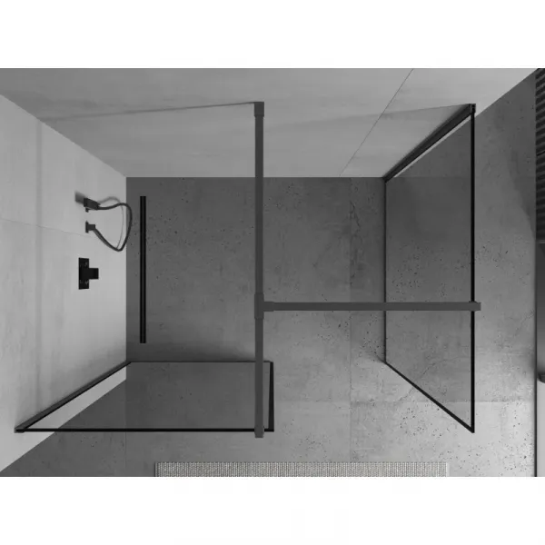 MEXEN/S - Kyoto Sprchová zástena WALK-IN 80 x 80, čierny vzor, grafit metal 800-080-202-95-70-080
