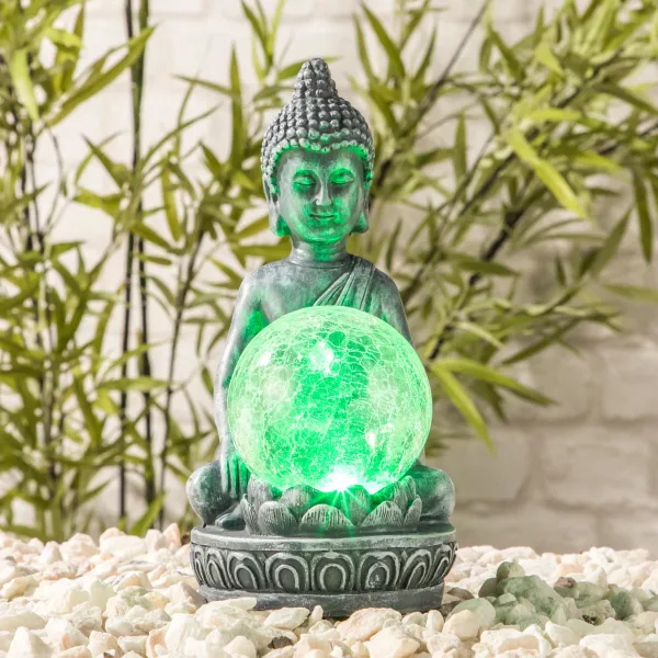 Haushalt International Solární dekorace Buddha se světelnou koulí