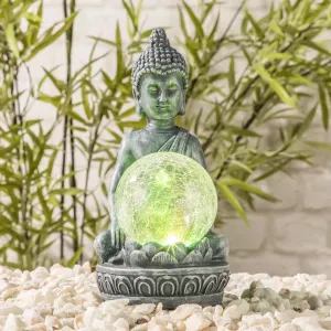 Haushalt International Solární dekorace Buddha se světelnou koulí