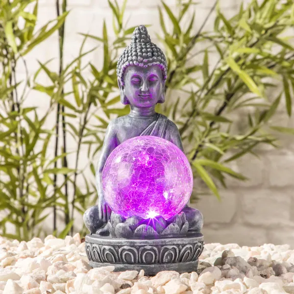 Haushalt International Solární dekorace Buddha se světelnou koulí