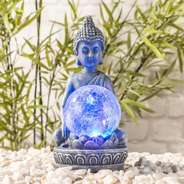 Haushalt International Solární dekorace Buddha se světelnou koulí