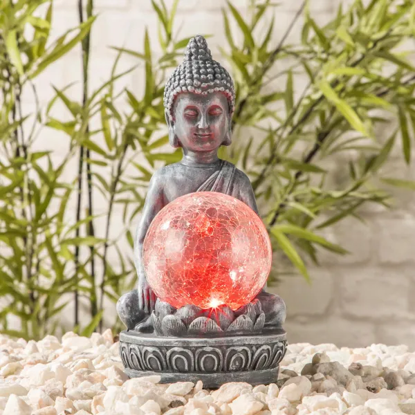 Haushalt International Solární dekorace Buddha se světelnou koulí