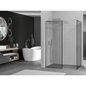 MEXEN/S - Kyoto Sprchová zástena WALK-IN 100 x 100, čierny vzor, nikel kefovaná 800-100-202-97-70-100