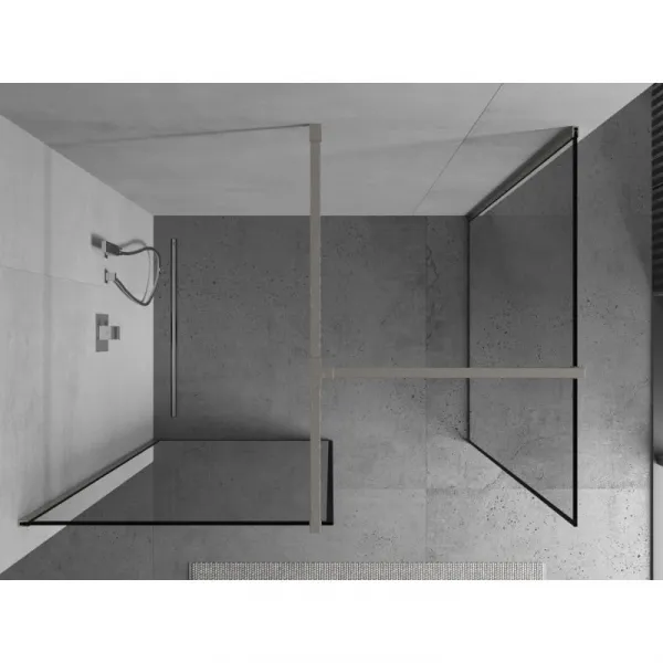 MEXEN/S - Kioto Sprchová zástena WALK-IN 100 x 80, čierny vzor, nikel kefovaná 800-100-202-97-70-080