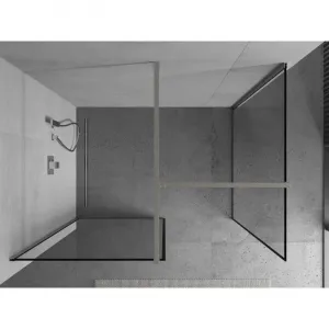 MEXEN/S - Kioto Sprchová zástena WALK-IN 100 x 80, čierny vzor, nikel kefovaná 800-100-202-97-70-080
