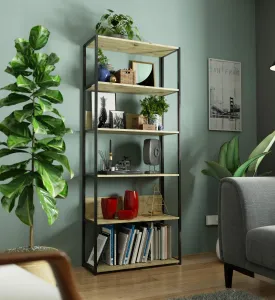 Ak furniture Regál LOFT 80 cm černý/dub artisan