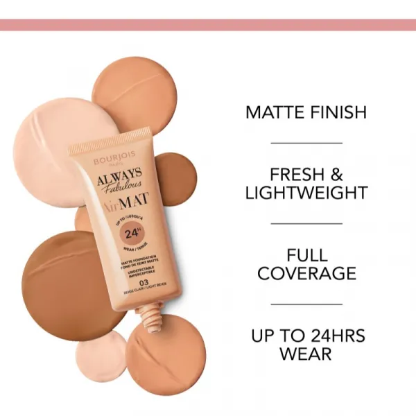 Bourjois Air Mat zmatňujúci make-up odtieň 02 Vanilla 30 ml