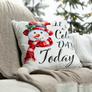 DekorStyle Vánoční povlak na polštář SNOWMAN 45x45 cm bílý