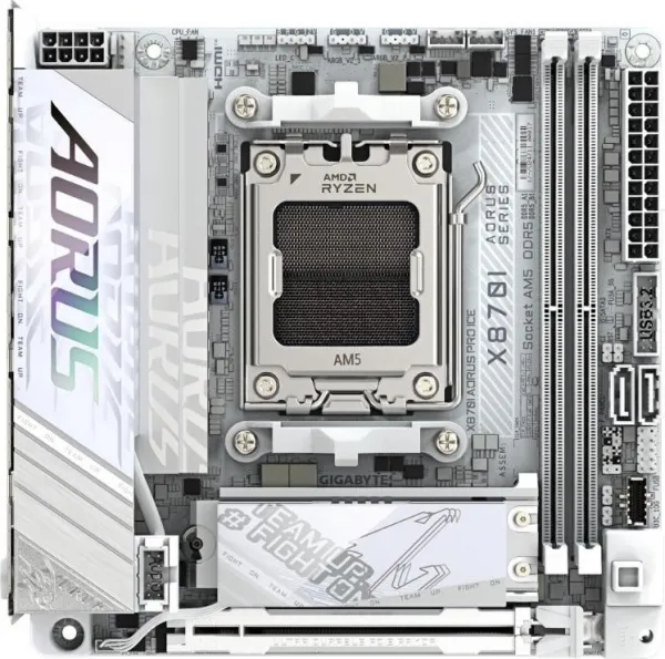 GIGABYTE MB Sc AM5 X870I AORUS PRO ICE, AMD X870, 2xDDR5, 1xHDMI, 1xThunderbolt, WiFi, Mini-ITX