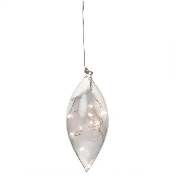 Räder LED sklenená ozdoba s pierkami, malá (14 cm)