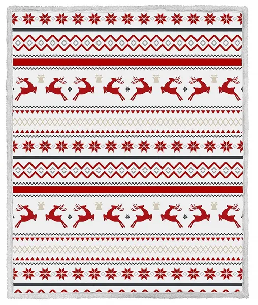 Magnat Vianočná biela baránková deka z mikroplyšu RETRO CHRISTMAS Rozmer: 160 x 200 cm
